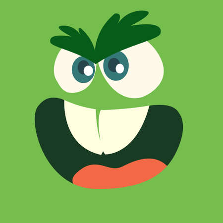 Cartoon monster face. Vector Halloween monster avatarのイラスト素材