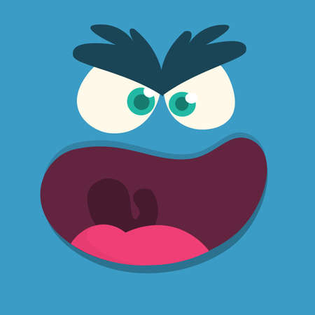 Cartoon monster face. Vector Halloween monster avatar. のイラスト素材