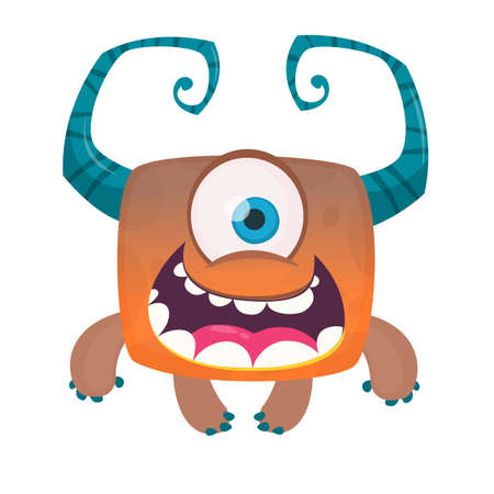 Funny cyclops monster  illustration. Vector design for Halloweenのイラスト素材