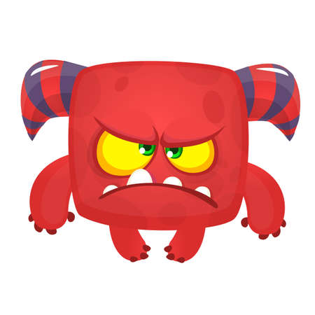 Funny grumpy cartoon devil illustration. Halloween monster character designのイラスト素材