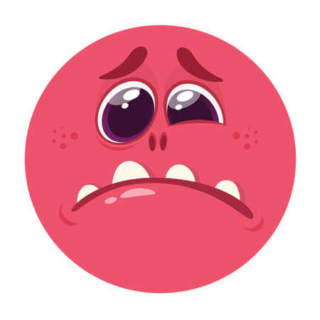 Funny cartoon monster face. Vector monster avatarのイラスト素材
