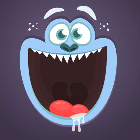 Happy cartoon monster face. Vector Halloween monster square avatar
のイラスト素材