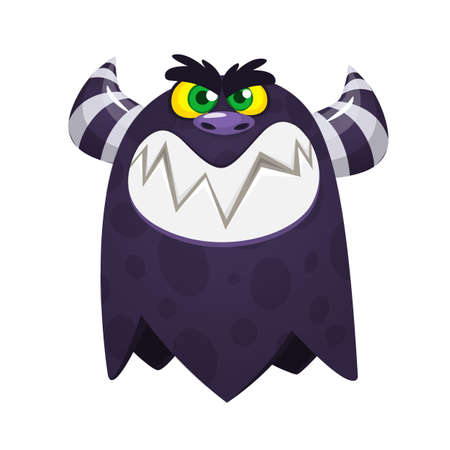 Cartoon angry monster. Halloween illustration of scary monsterのイラスト素材