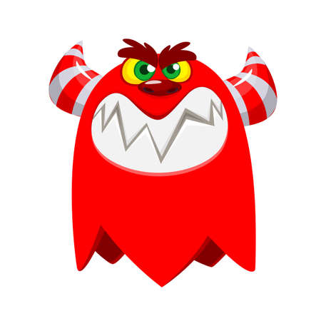 Cartoon angry monster. Halloween illustration of scary monsterのイラスト素材