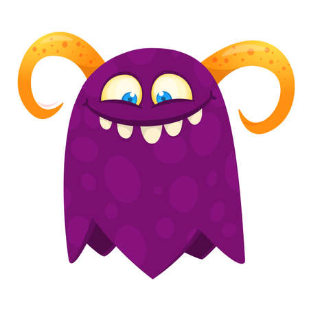 Cartoon happy monster. Halloween illustration of excited monster. Vectorのイラスト素材