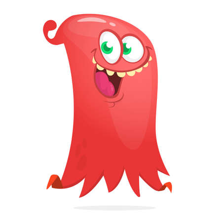 Happy cartoon flying monster smiling. Vector illustration of funny ghost characterのイラスト素材