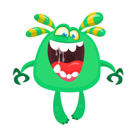 Funny cartoon monster. Vector illustration of cute monster characterのイラスト素材