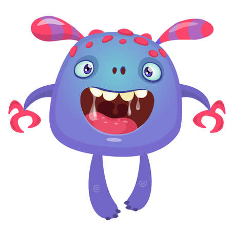 Funny cartoon alien. Vector illustration of cute alien characterのイラスト素材