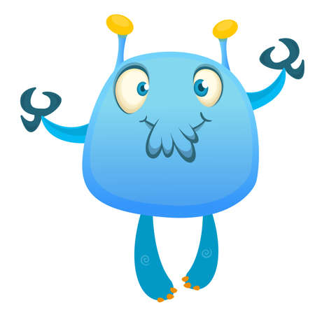 Funny cartoon alien. Vector illustration of cute alien characterのイラスト素材