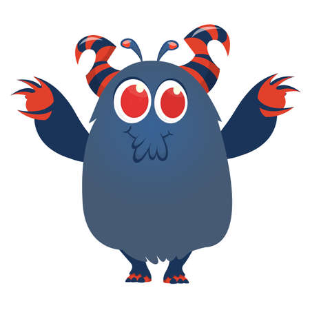 Funny cartoon monster with tentacles. Vector Halloween illustrationのイラスト素材