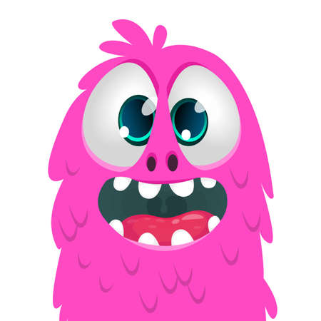 Funny cartoon monster face expression. Vector monster avatarのイラスト素材