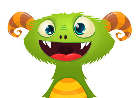 Funny cartoon monster creature. Vector Halloween illustration.のイラスト素材