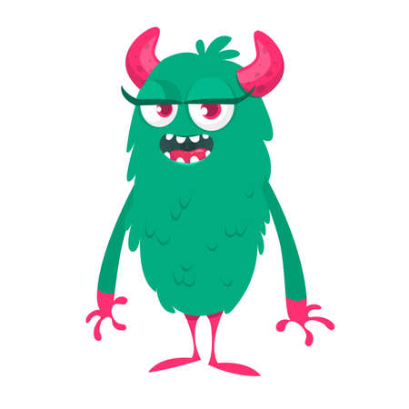 Funny cartoon monster creature with one big eye. Vector Halloween illustration.
