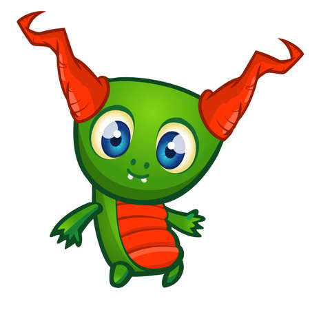 Funny cartoon monster. Vector illustration of cute monster creatureのイラスト素材