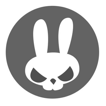 Funny cartoon rabbit skull flat vector illustrationのイラスト素材