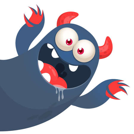 Funny cartoon monster. Illustration of cute monster creature. Halloween vector designのイラスト素材