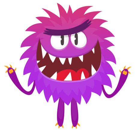 Happy cartoon monster. Halloween vector illustration of funny monsterのイラスト素材