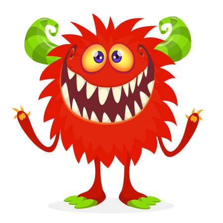 Happy cartoon monster. Halloween vector illustration of funny monsterのイラスト素材