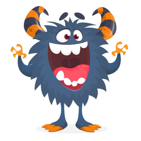 Happy cartoon monster. Halloween vector illustration of funny monsterのイラスト素材