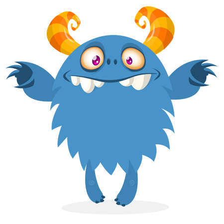 Happy cartoon monster. Halloween vector illustration of funny monsterのイラスト素材