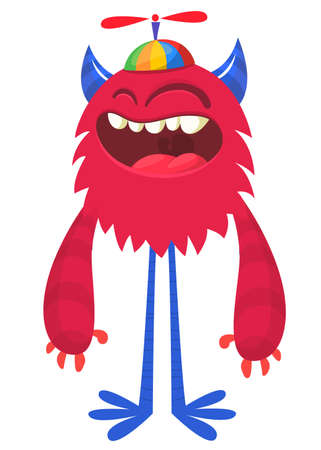 Happy cartoon monster. Halloween vector illustration of funny monsterのイラスト素材