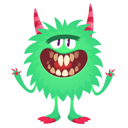 Angry cartoon monster. Vector Halloween illustration isolatedのイラスト素材