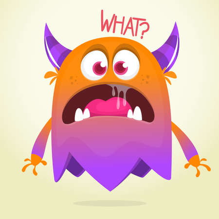 Funny cartoon monster character. Illustration of cute and happy mythical alien creature. Great for party decoration, poster or package designのイラスト素材