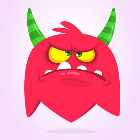 Angry cartoon monster character. Illustration of creepy and scary mythical alien creatureのイラスト素材