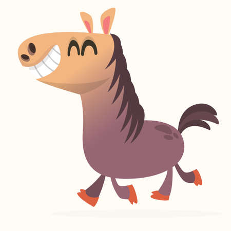 Illustration of purebred chestnut horse. cartoon horse characterのイラスト素材