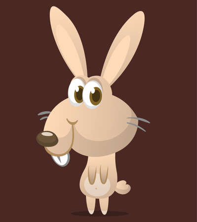 Happy cute bunny cartoon. Easter rabbit illustration isolatedのイラスト素材