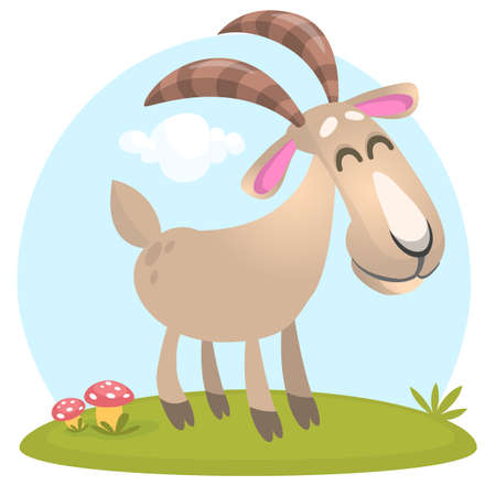 Vector illustration of cute goat cartoonのイラスト素材