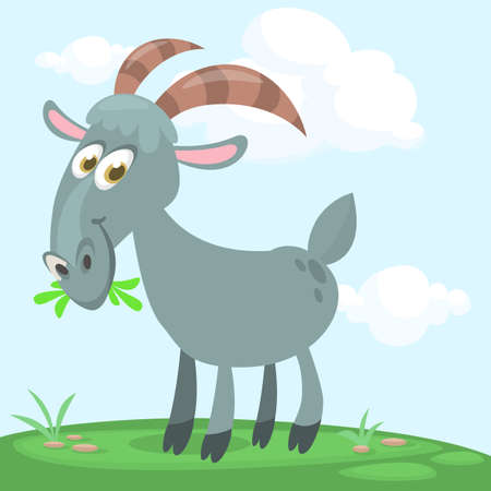 Vector illustration of cute goat cartoonのイラスト素材