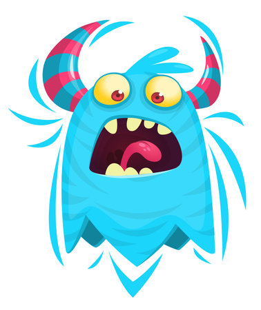 Funny cartoon smiling  monster character. Illustration of cute and happy mythical alien creature. Halloween design. Great for party decoration, poster or package designのイラスト素材