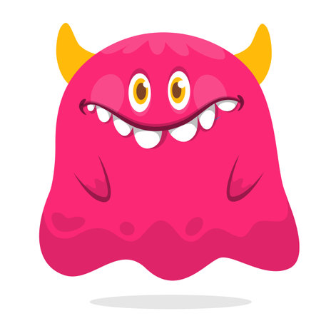 Funny cartoon ghost. Illustration of cute flying alien. Halloween design. Vector isolatedのイラスト素材
