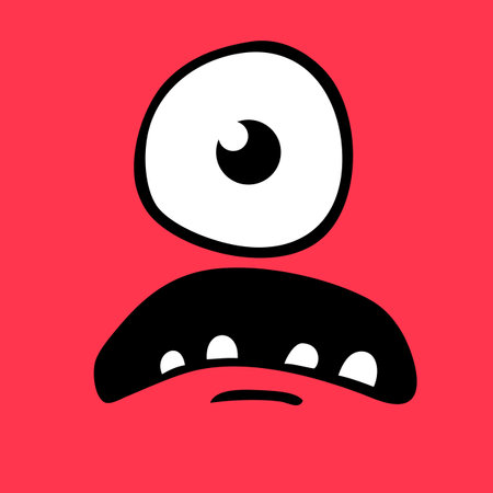 Funny Monster One Eye Face. Vector Illustration. Halloween cartoon monster character designのイラスト素材