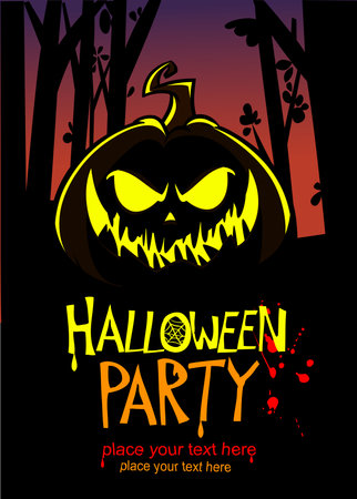 Vampire cartoon character on night cemetery background. Halloween illustration of funny creature. Package, poster or greeting invitation design. Vector isolatedのイラスト素材