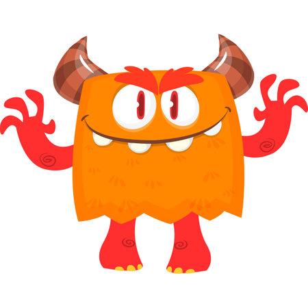Funny cartoon monster character. Halloween design. Vector illustration of alien character isolatedのイラスト素材