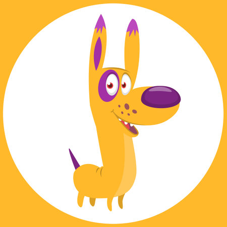 Cartoon funny dog breed Jack Russel. Vector illustration isolatedのイラスト素材