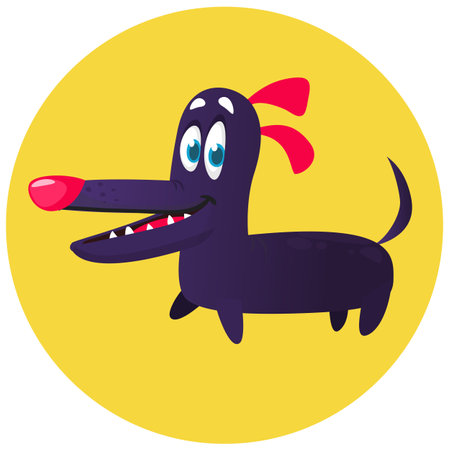 Cartoon funny guardian dog. Vector illustration isolatedのイラスト素材