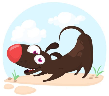 Cute little dog cartoon. Vector illustration of a doggyのイラスト素材