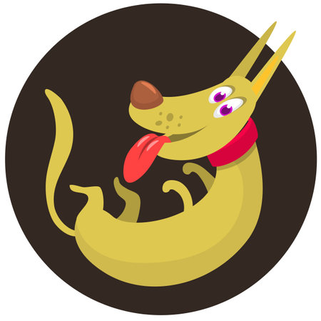 Cute cartoon funny dog. Vector illustration isolatedのイラスト素材