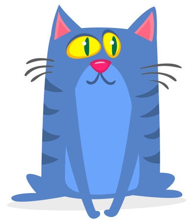 Cartoon funny cat. Fat striped cat illustration. Vector isolated cutoutのイラスト素材