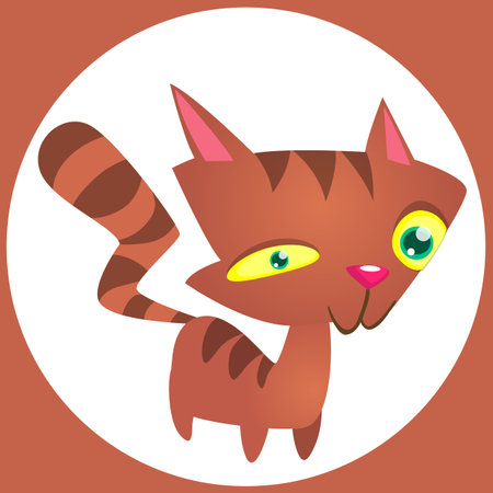 Cartoon funny cat. Fat striped cat illustration. Vector isolated cutoutのイラスト素材