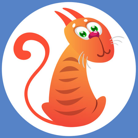 Cartoon funny cat. Fat striped cat illustration. Vector isolated cutoutのイラスト素材
