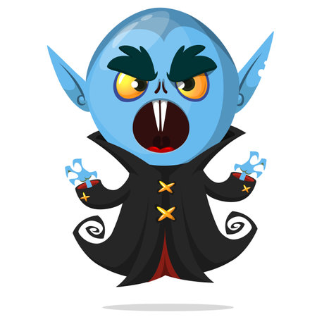 Cute cartoon vampire smiling. Vector illustration isolated. Halloween design.のイラスト素材