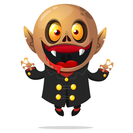 Cute cartoon vampire smiling. Vector illustration isolated. Halloween design.のイラスト素材