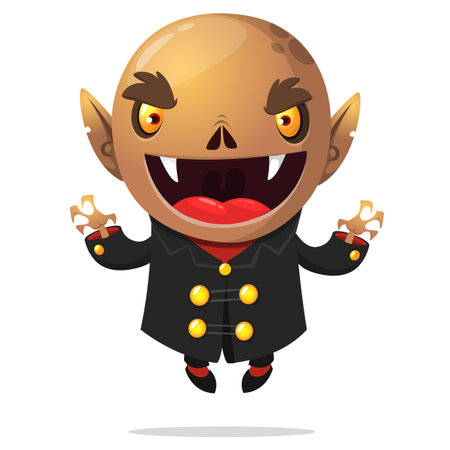 Cute cartoon vampire smiling. Vector illustration isolated. Halloween design.のイラスト素材