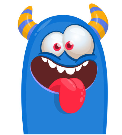Funny cartoon monster character. Illustration of cute and happy creature or alien. Halloween vector design isolated.のイラスト素材