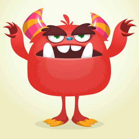 Funny cartoon monster character. Illustration of cute and happy creature or alien. Halloween vector design isolated.のイラスト素材