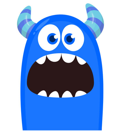 Funny cartoon monster character. Illustration of cute and happy creature or alien. Halloween vector design isolated.のイラスト素材